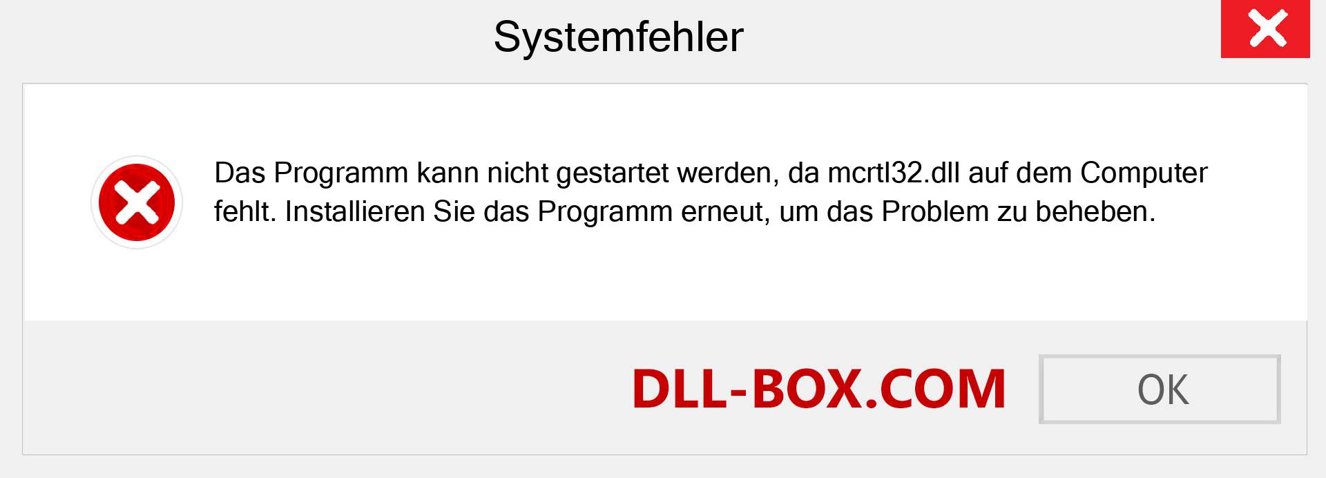 mcrtl32.dll-Datei fehlt?. Download für Windows 7, 8, 10 - Fix mcrtl32 dll Missing Error unter Windows, Fotos, Bildern